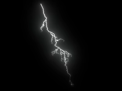 Bright Lightning Strike Illuminating Dark Background With Electric Charge Effect 3d model
