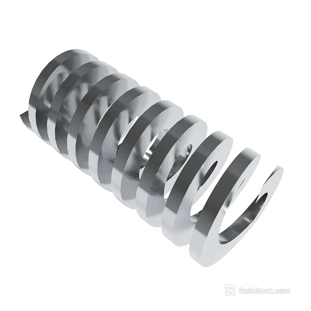 Silver Metal Coiled Spring with Industrial Mechanical Component Design and Smooth Finish 3d model 
