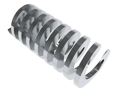 Silver Metal Coiled Spring with Industrial Mechanical Component Design and Smooth Finish 3d model