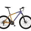 Stylish Mountain Bike With Blue And Orange Frame Black Wheels Seat And Handlebars