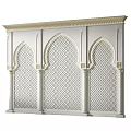 Three Traditional Ornate Arches With Intricate Patterns And Gold Accents