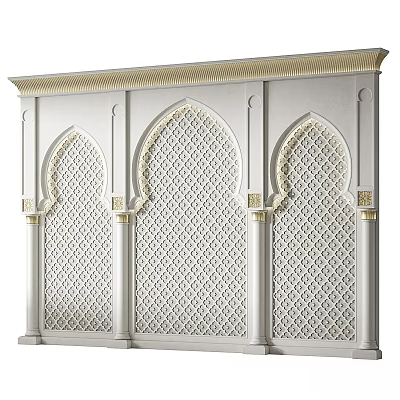 Three Traditional Ornate Arches With Intricate Patterns And Gold Accents 3d model