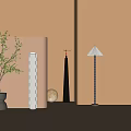 Modern Floor Lamps With Different Designs In Stylish Interior With Potted Plant And Round Decor