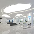 Modern Spacious Service Hall with Bright Lighting Marble Floor Rest Area and Glass Walls