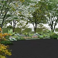 Residential Landscape Featuring Shaded Walkway Well-trimmed Green Shrubs Lush Trees and Gray Tile Pathway