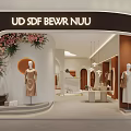 Elegant Modern Clothing Store Interior With Open Space Curved Design White Counter And Soft Lighting