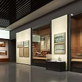 Elegant Lobby Interior With White Marble Reception Desk Wooden Panel Wall And Archway