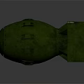 Green Military Weapon Bomb With Square Tail Fin Metallic Surface And Riveted Design