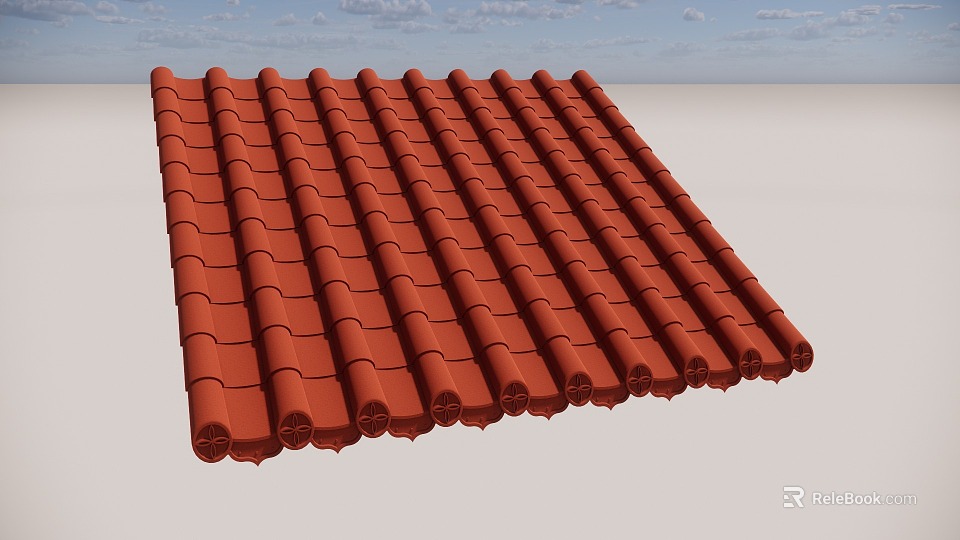Traditional Red Clay Roof Tiles For Residential Tiled Roof Design 3d model 