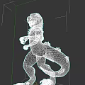3D Game Character Light Blue Green Dinosaur with White Underbelly Green Spikes and Big Eyes