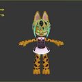 Cute 3D Cartoon Leopard Cat Character With Pink Ears Black Top And White Apron