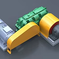 Industrial Equipment Featuring Yellow Green Gearbox And Silver Electric Motor Parts
