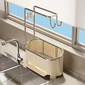 Kitchen Organizer with Storage Caddy Sponge Soap and Towel Rack Near Sink