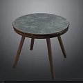 Stylish Round Table With Light Blue Marble Top And Dark Brown Wooden Legs