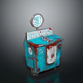 Blue Vintage Coca-Cola Vending Machine With Graffiti And Rusty Details