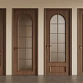 Wooden Hinged Doors With Various Glass Panel Designs In Row 3d model