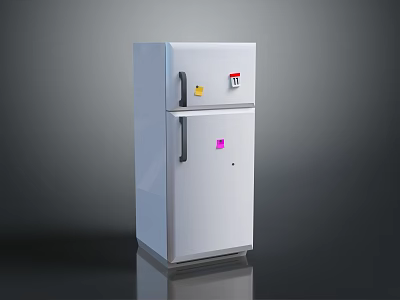 White Upright Refrigerator Freezer With Double Door And Sleek Modern Design For Home Kitchen 3d model