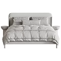 Minimalist Modern Double Bed With Soft Upholstered Headboard And Cozy Neutral Bedding For Warm Bedroom