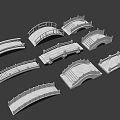 Assorted Decorative Landscape Bridge Models With Diverse Arch And Railing Designs 3d model