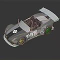 Gray And White Convertible Racing Car With Rear Wing Number 11 ROWE Logo Dark Seats