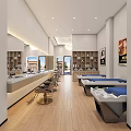 Elegant Modern Beauty Hair Salon Interior With Reception Sofa Chandelier And Mirrors