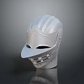 Medieval Weapon Helmet with Silver Metallic Finish and Striped Face Design