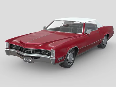 Classic Red Vintage Car With White Top And Retro Front Grille Design 3d model