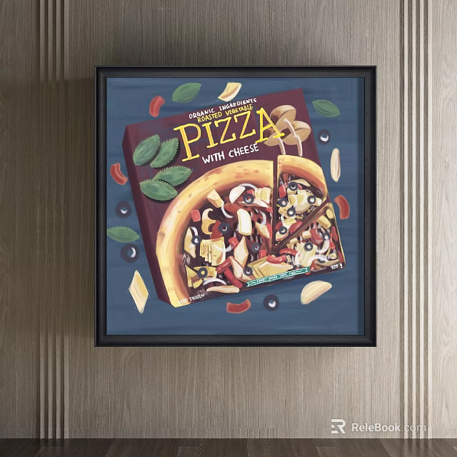 Vibrant Homemade Pizza With Cheese Packaging Artwork And Decorative Elements 3d model 