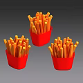 Three Tasty Red Paper Cups Filled With Crispy French Fries