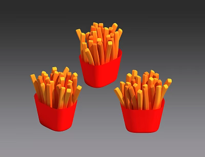 Three-and Two-Shading French Fries Small Potato Big Potato Puffed Food Fried Food 3d model