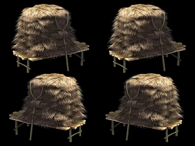 Four Straw Covered Metal Stands For Flower Plant Display In Garden 3d model