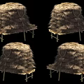 Four Straw Covered Metal Stands For Flower Plant Display In Garden