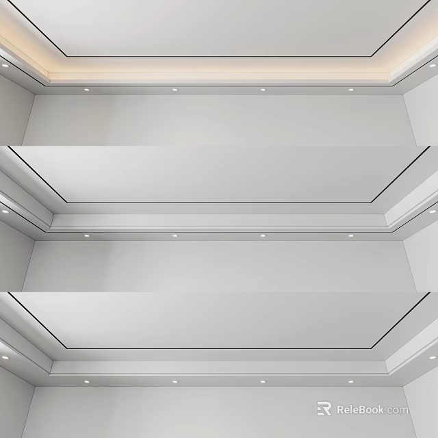 Modern Layered Ceiling Design With Recessed Lighting And Sleek Lines 3d model 