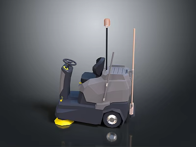 Smart Computer Controlled Cleaning Machine 3D Model With Steering Wheel And Yellow Components 3d model