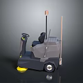 Smart Computer Controlled Cleaning Machine 3D Model With Steering Wheel And Yellow Components 3d model