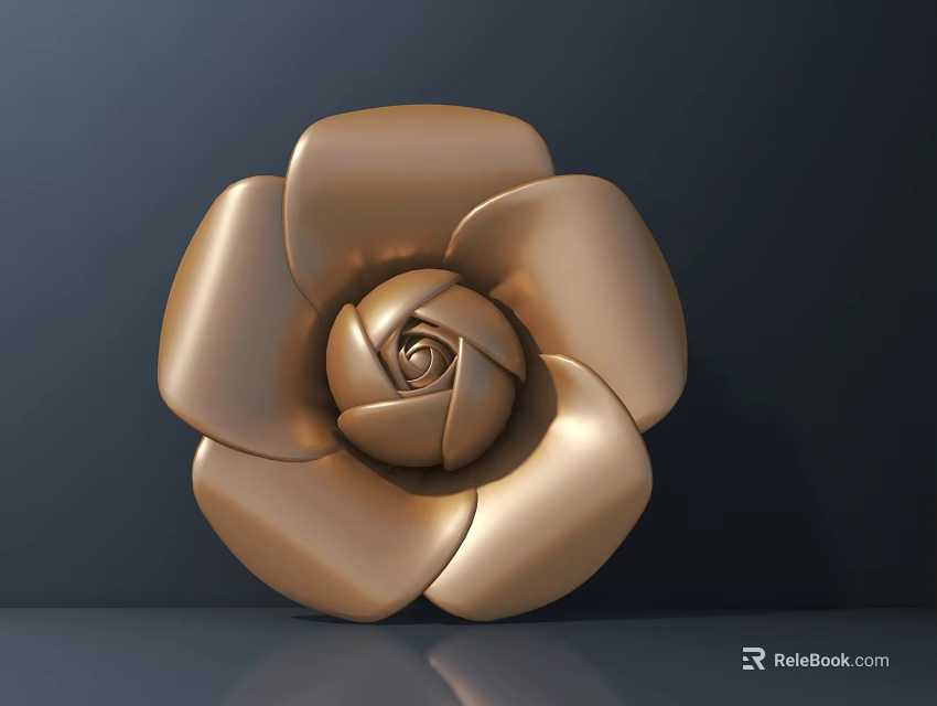 Golden Flower Shaped Metal Decorative Hardware Accessory for Home Furniture 3d model 