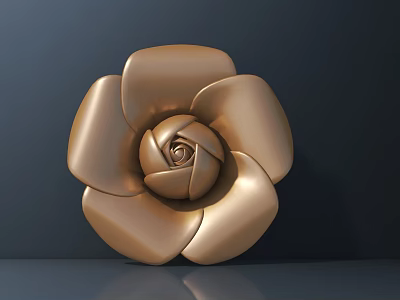 Golden Flower Shaped Metal Decorative Hardware Accessory for Home Furniture 3d model