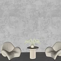 Modern Textured Gray Sofa Background Wall With Curved Sofas And Greenery 3d model