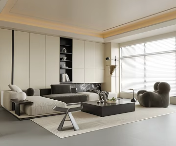 Modern Living Room Sofa Coffee Table 3d model
