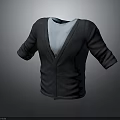 Casual Buttoned Long Sleeve Cardigan Sweater With White Inner Layer Design 3d model