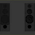 Pair of Floor Standing Speakers With Multiple Drivers Sleek Gray Finish Modern Audio Equipment