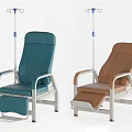 Comfortable Blue And Brown Medical Chairs With IV Stands For Clinic Use