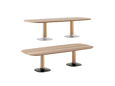 Modern Conference Tables With Wooden Top And Gold Black Metal Legs 3d model