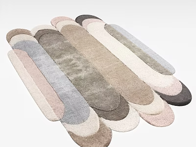 Stylish Shaped Rugs in Various Neutral Tones for Modern Home Decor 3d model