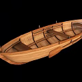 Handcrafted Wooden Boat With Classic Structure Interior Seats And Natural Wood Grain