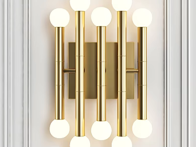 Modern Golden Wall Sconce With Multiple Round White Bulbs And Sleek Design 3d model