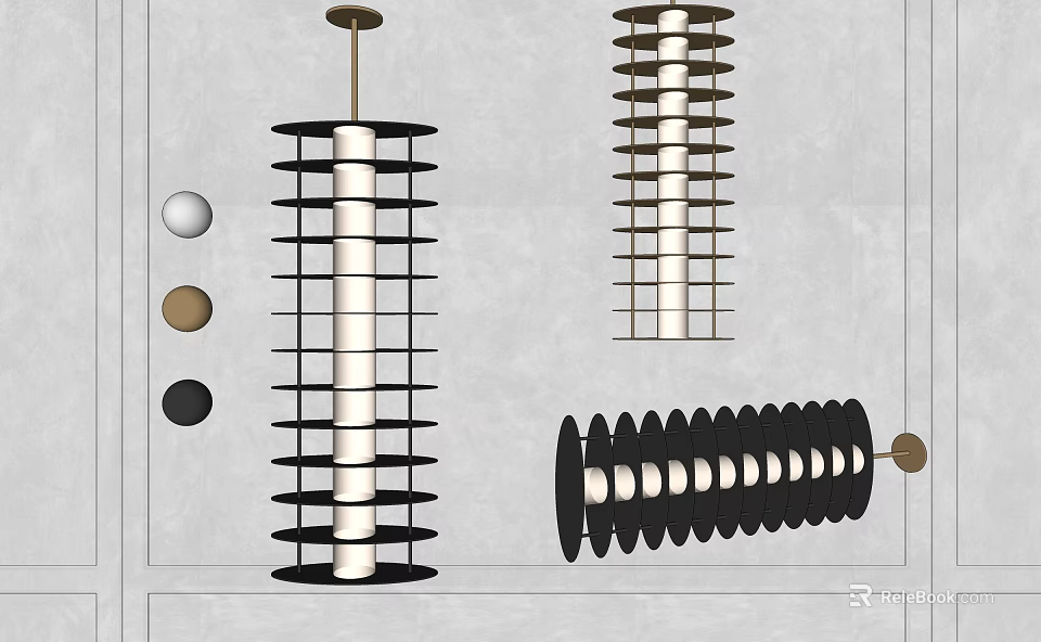 Modern Geometric Layered Chandeliers With Black White Brown Color Options And Designs 3d model 