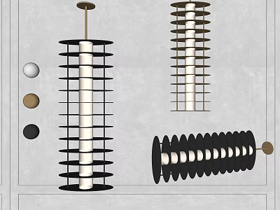 Modern Geometric Layered Chandeliers With Black White Brown Color Options And Designs 3d model