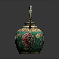 Traditional Chinese Teapot with Silver Handle Colorful Enamel and Intricate Floral Patterns