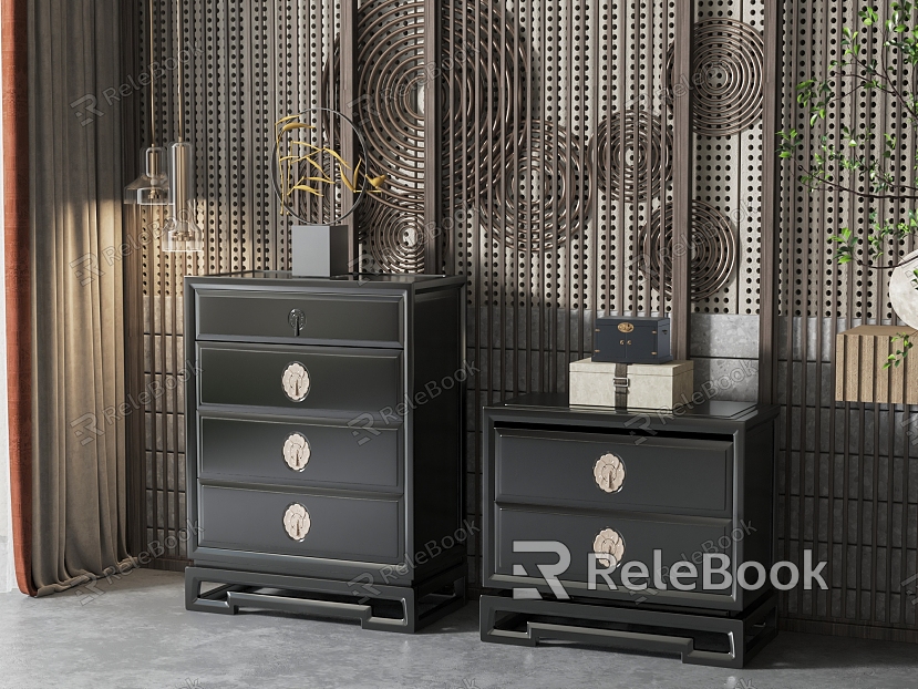 New Chinese-style high and low bucket cabinet combination model